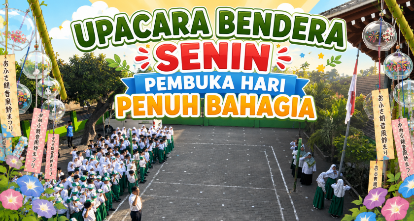 UPACARA BENDERA SENIN: PEMBUKA HARI PENUH BAHAGIA MI WACHID HASYIM WONOMLATI