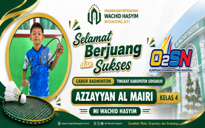 AZZAYYAN AL MAIRI SISWA MI WACHID HASYIM TEMBUS BABAK SELANJUTNYA DI O2SN BADMINTON TINGKAT KABUPATEN SIDOARJO