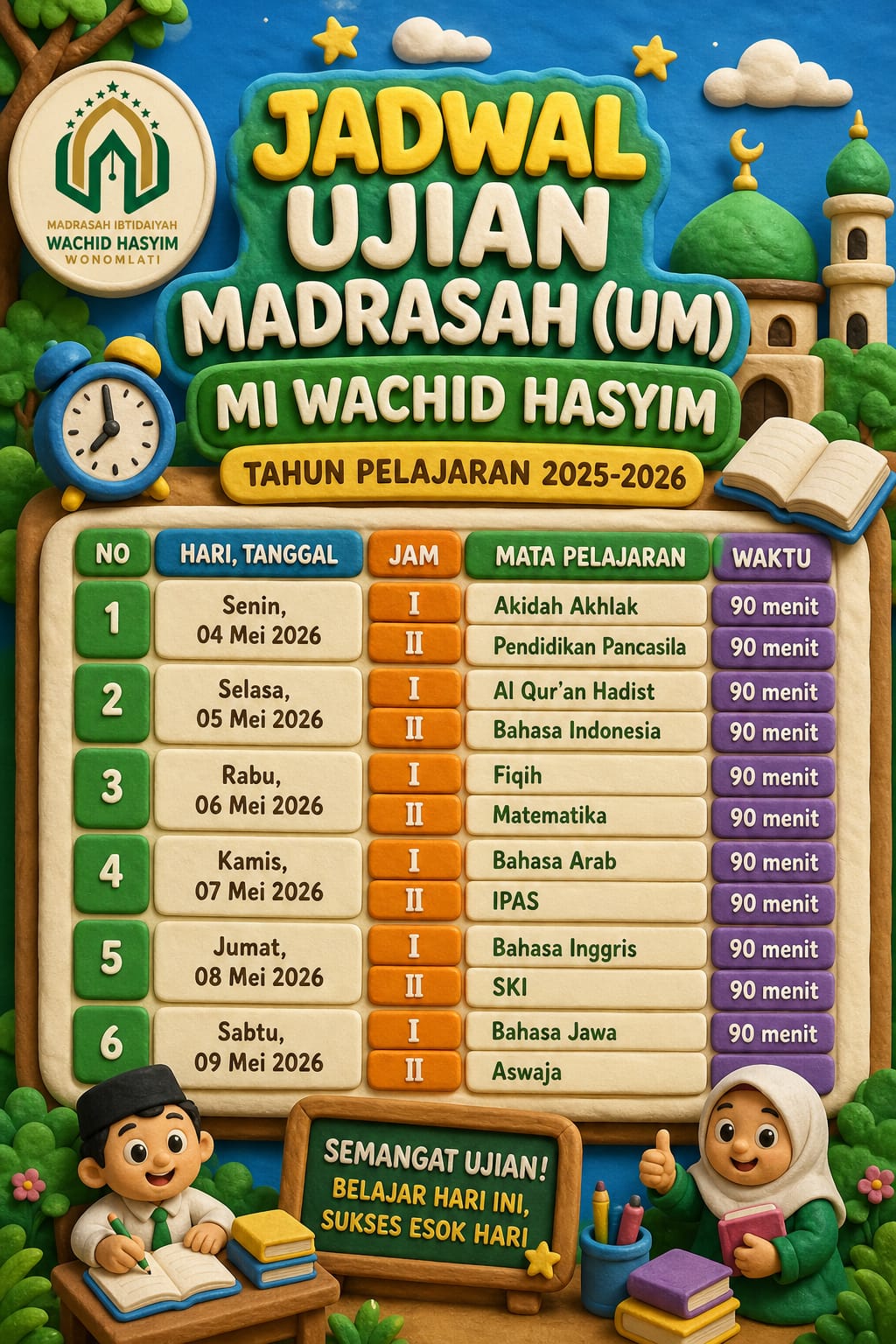 JADWAL UM MI WACHID HASYIM WONOMLATI