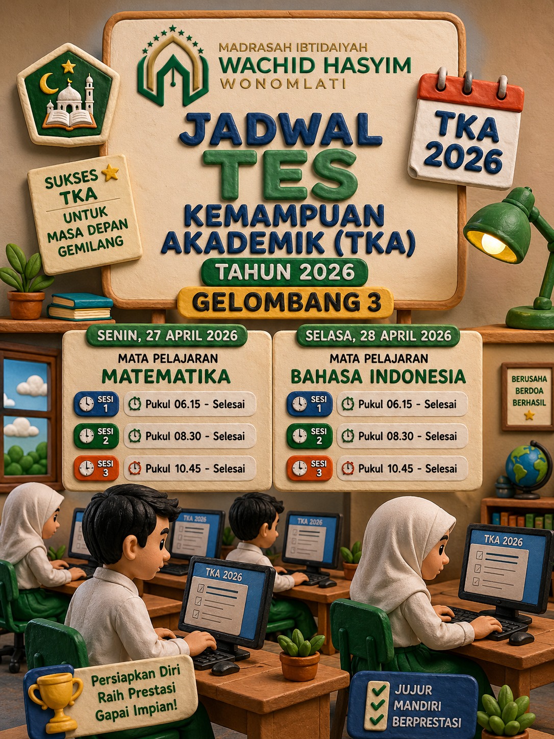 MI WACHID HASYIM WONOMLATI JADWAL TKA 2026
